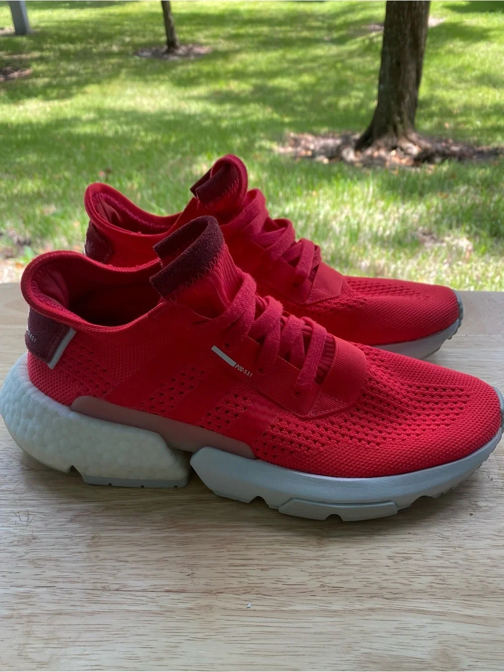 adidas P.O.D Red Knit Slip-On Athletic Sneakers